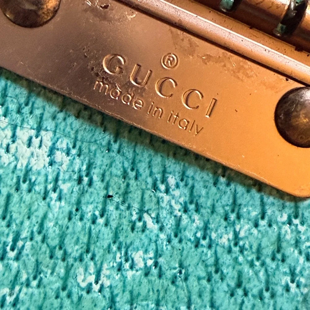 Gucci Canvas Key Case with Turquoise Trim and Gold Studs (COA included) - Picture 6 of 12